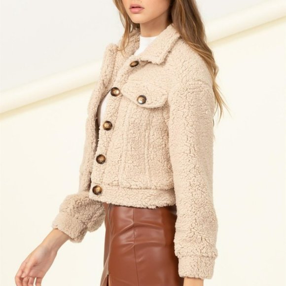 RELISTED Teddy Bear Plush Shacket Button Down Jacket - Picture 2 of 5